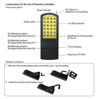 CE Certificated Wireless 20 Cue Receiver 24-Button Special Effects Remote Fireworks Firecracker Systems