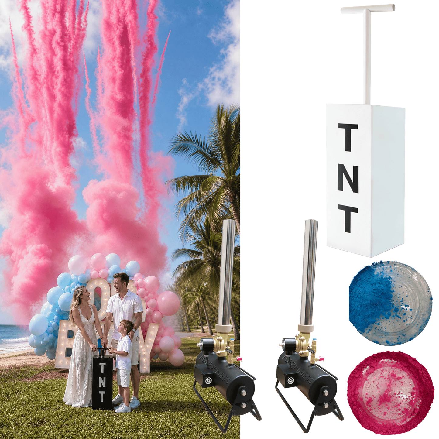 TNT Gender Reveal Confetti Machine for Baby Shower Girl Boy Party Decoration